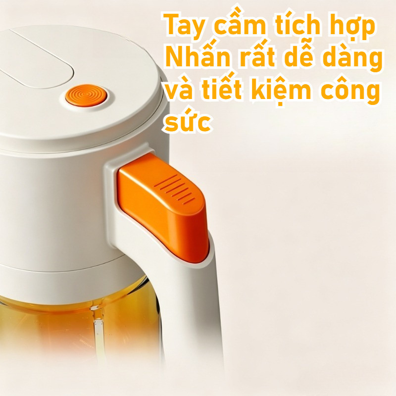 Chai dầu thủy tinh cao cấp 2 chế độ phun/rót, nắp tự động, 550ml, chống rò rỉ - dùng gia đình