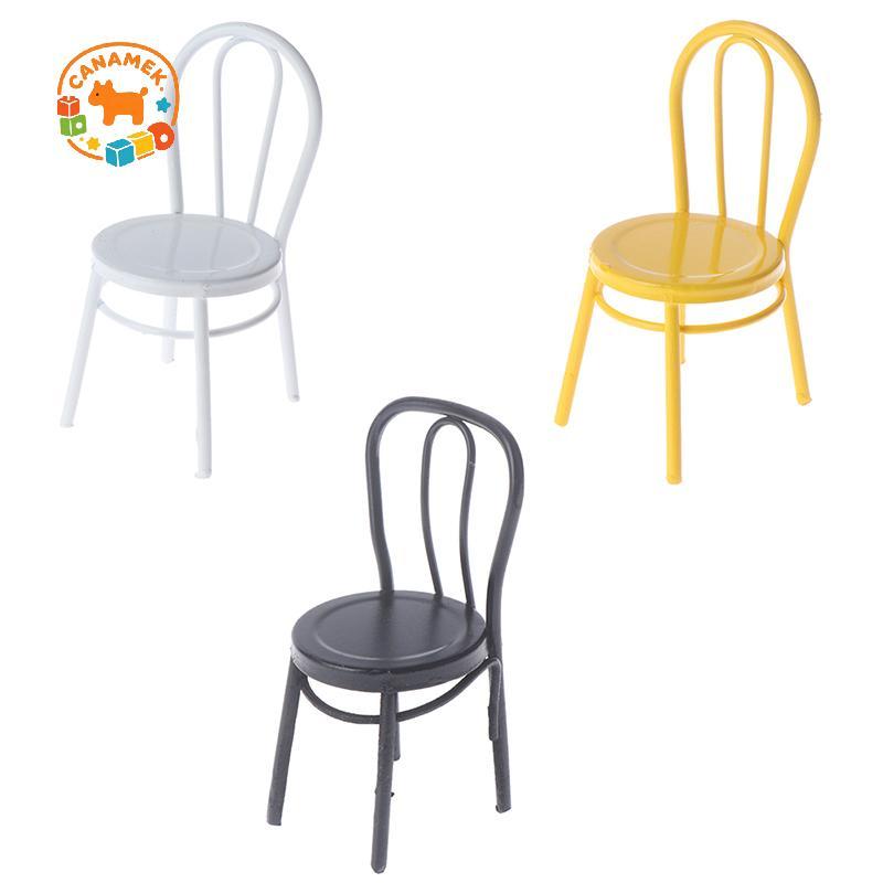 CANAMEK 1 / 12 Nhà Búp Bê Nội Thất Thu Nhỏ Ghế Kim Loại Nhà Búp Bê Phụ Kiện CSF
