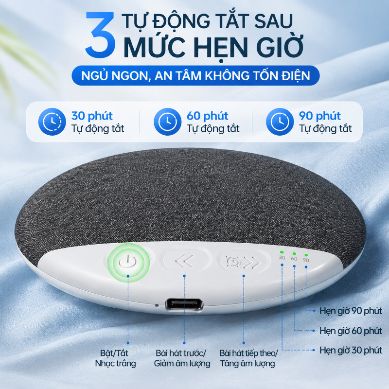 Loa ngủ dưới gối x3pro Bluetooth 5.4 siêu mỏng Hifi tích hợp tiếng ồn trắng hẹn giờ hỗ trợ ngủ