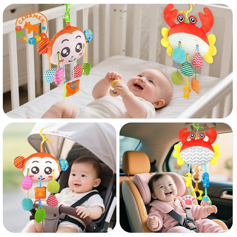 Đồ chơi ghế ô tô CANAMEK cho bé 0-6 tháng tuổi, Đồ chơi xe đẩy có kẹp tiện lợi, Đồ chơi ghế ô tô treo phụ kiện cho bé, Chuông tích hợp CSF