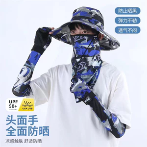 Mũ Câu Cá Che Nắng Có Vành Xô Mũ Ice Sense Chống Nắng Tay Treo Tai Mặt Khăn Găng Tay Bộ BQD0