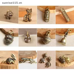 SRVN Đồng Móc Khóa Móc Khóa Mặt Dây Vintage Đồng Bắc Âu Động Vật Đồ Chơi Xe Móc Chìa Khóa Nhẫn Quyến Rũ Jewerly.