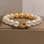 Vòng tay ngọc trai chuyển màu phong cách mới dành cho nữ - Golden Cat Charm - Tối giản sang trọng - Trang phục hàng ngày & Bestie