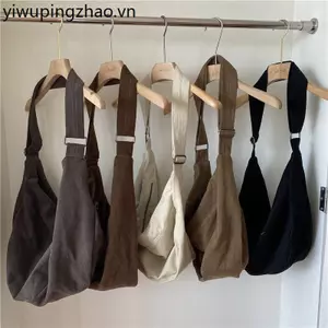 Túi Tote Harajuku màu nâu phong cách Hồng Kông thu đông