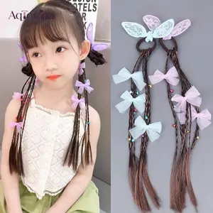 AqToCna Trẻ Em Nơ Tai Thỏ Tóc Giả Đuôi Ngựa Bẩn Bím Tóc Đuôi Ngựa Vòng Bím Tóc Ponytai Trẻ Em Nhiều Màu Sắc Bện Tóc AqToCna
