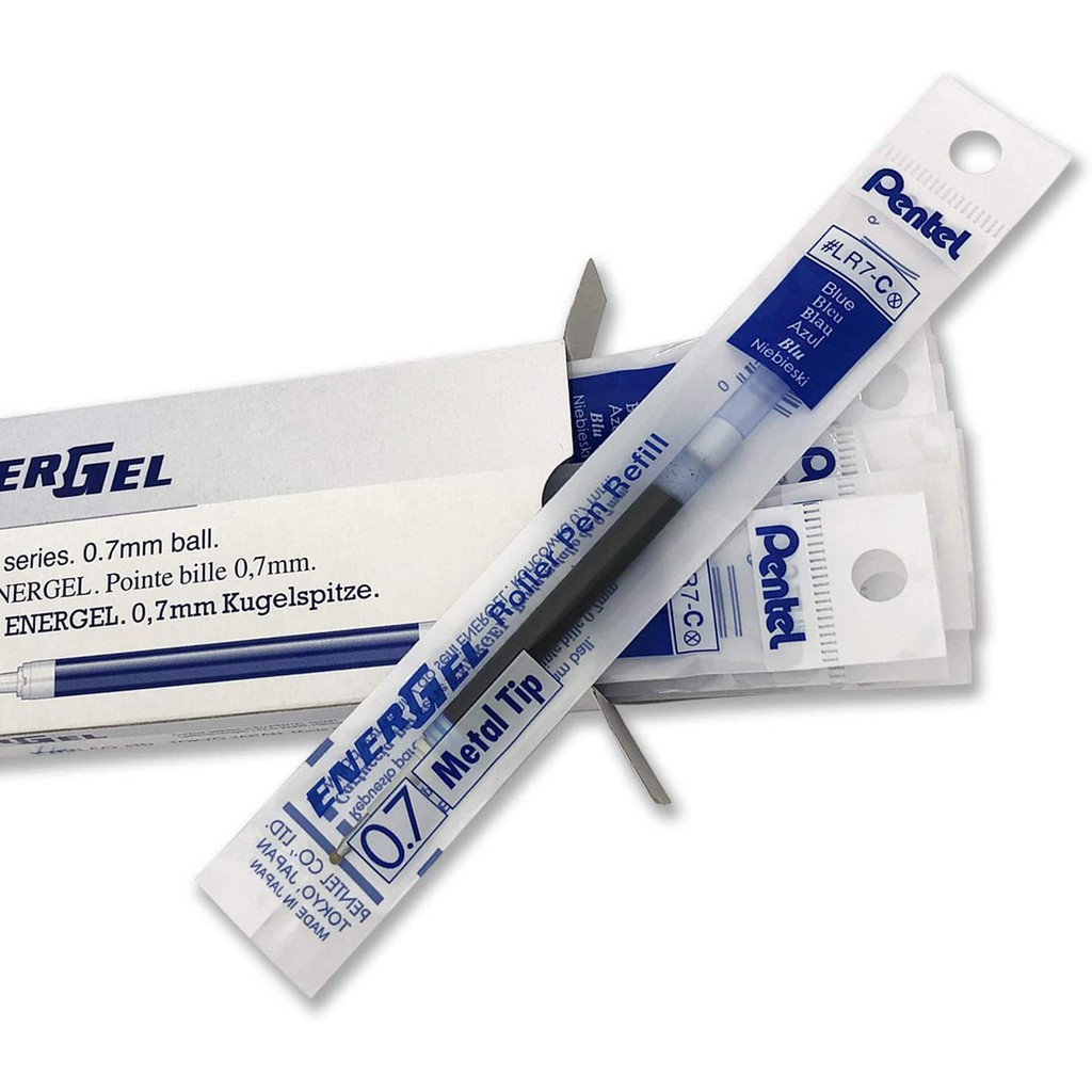 Hộp 12 ruột bút gel Pentel LR7 viết nhanh khô ngòi 0.7mm 3 màu