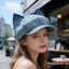 Nữ Trang Trí Tai Mèo Mũ Nồi Denim Mùa Xuân Mùa Hè Vintage Mũ Newsboy Dễ Thương
