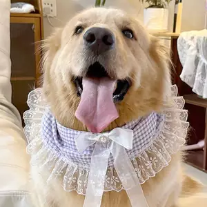 Thú Cưng Phong Cách Mới Yếm Nước Bọt Yếm Đồ Trang Trí Thú Cưng Dễ Thương Trang Trí Ren Nhỏ Vừa Chó Lớn Lông Vàng Cạnh Shepherd