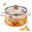 Nồi súp thủy tinh 1.6L Nồi nấu trong suốt có nắp chịu nhiệt Tay cầm kép Dụng cụ nấu ăn nhà bếp Chảo thủy tinh