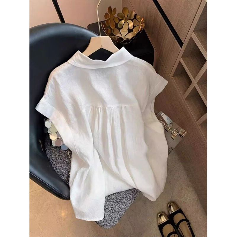 [Hàng mới về] Áo sơ mi ngắn tay thêu Sequin công nghiệp cao cấp kiểu Pháp dành cho nữ mùa hè Phong cách dịu dàng Ngọt ngào Tính khí