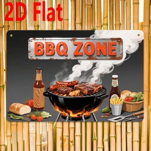 CIFbuy Mảng BBQ phẳng bằng sắt hun khói, Trang trí tường lấp lánh cho bữa tiệc lễ hội sân vườn