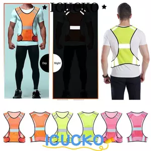 ICUCKO Áo Vest Đi Đêm, Vải Co Giãn Polyester Chạy Phản Quang Vest, Đi Bộ Ngoài Trời Có Thể Điều Chỉnh Nổi Bật Phản Quang An Toàn Vest Nhẹ Đi Xe Đạp