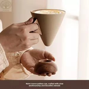 Cốc cà phê gốm AMBU, có đế bàn cà phê trang trí Americano Latte Cup, Phễu cổ điển Phễu cà phê