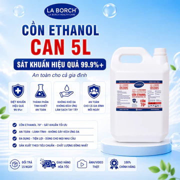 [CAN 5L] Cồn Y tế Sát Khuẩn Ethanol LaBorch Can 5L, Cồn 70 độ,Cồn 90 độ,Cồn 96 Độ