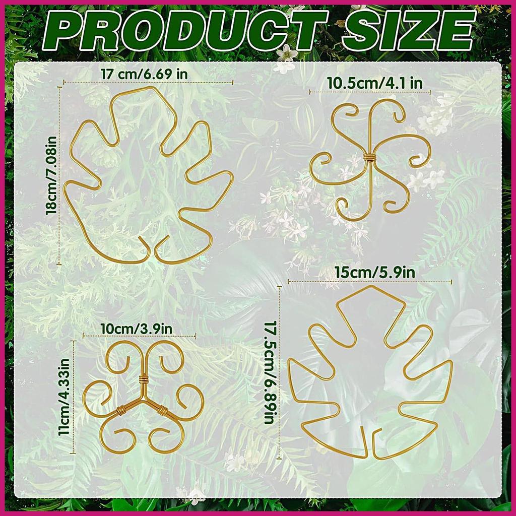 Monstera Hỗ Trợ 4 Miếng Kim Loại Hoa Cổ Phần Hình Monstera Hỗ Trợ Cây Cho Nhà Kính Sân Sau Bãi Cỏ shopidaevn