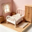 Giường Nhà Búp Bê Bằng Nhựa Đầu Cong Thu Nhỏ Nhà Búp Bê Giường Đầu Slatted Giả Vờ Chơi
