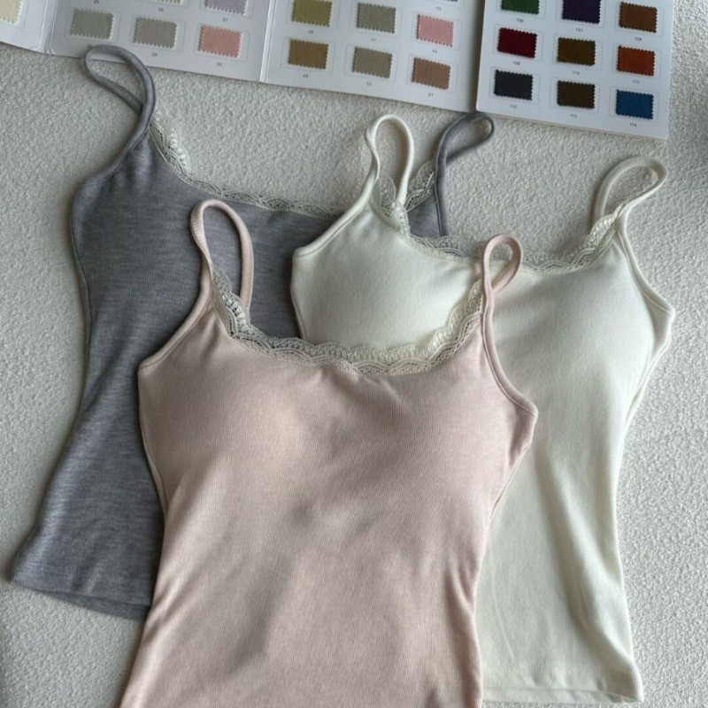 Đi kèm với Ngực Miếng Lót Nhỏ Dễ Thương Nữ Ngắn Áo Vest Lưng Đẹp Áo Ngực Ren Camisole Nguyên Chất Desire Phong Cách Cô Gái Nóng Mặc Ôm Hơn Nhìn Bên Ngoài Bên Trong Hàn Quốc Sạch Sẽ Y2K BM Ngọt Ngào Hẹn Hò Mùa Hè Cup Xương Cổ Đa Năng