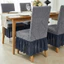 JUNYUE88US Vỏ bọc ghế ăn bằng vải Jacquard co giãn, Tấm bảo vệ nắp ghế chống mài mòn chống bụi, Bọc toàn bộ Vỏ bọc ghế dự tiệc dày chống trượt Phòng khách