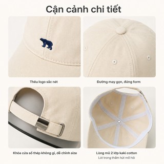 Mũ lưỡi trai nam nữ form mềm Go Moon House thêu Gấu nón kết kaki cotton thoáng mát kiểu hàn form chuẩn dễ phối đồ