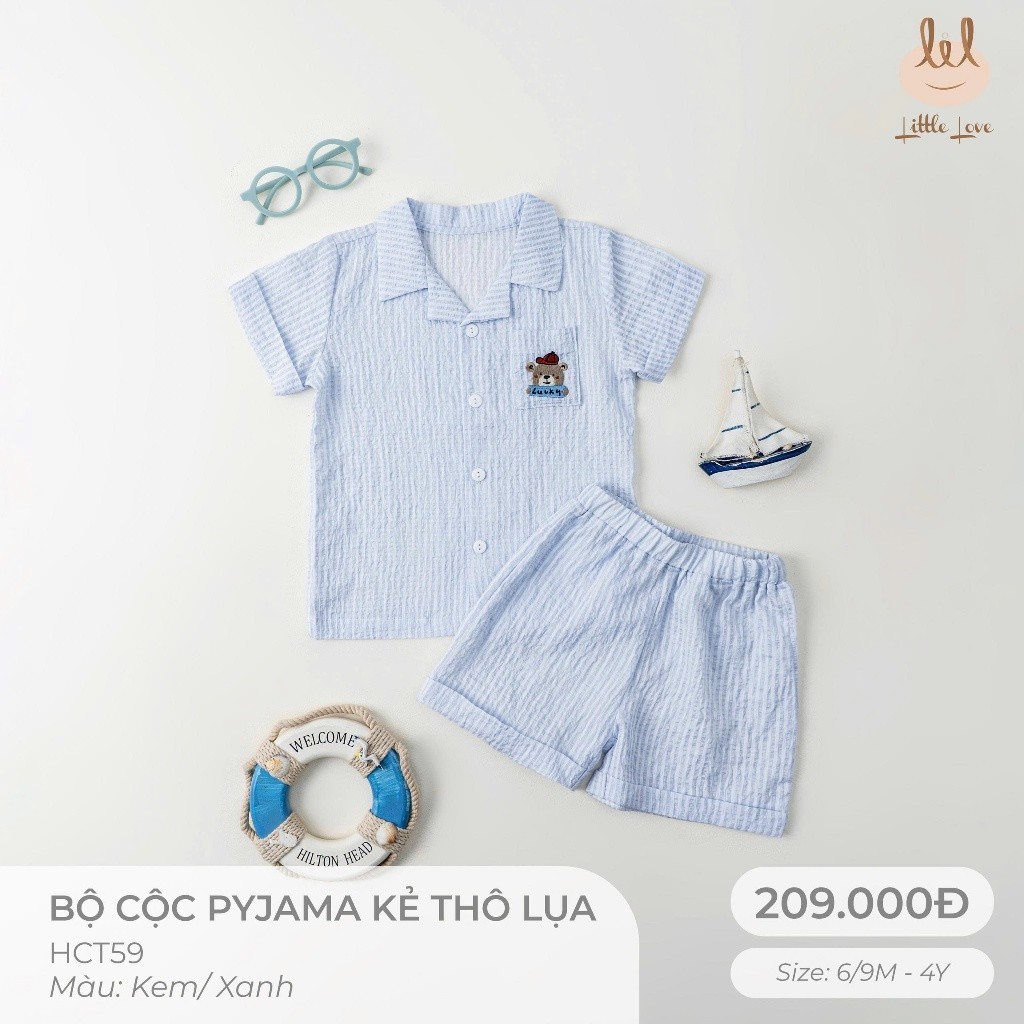 BỘ CỘC PYJAMA KẺ CHẤT LIỆU THÔ LỤA  [ SIÊU MỀM, MÁT, MỊN CO DÃN VÀ THẤM HÚT TỐT] SZ 6M -4Y (HCT59)