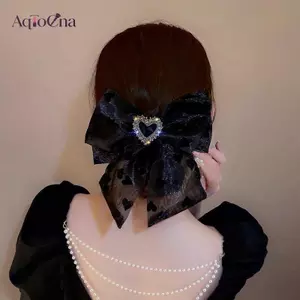Kẹp tóc nơ thanh lịch AqToCna cho nữ, kẹp tóc mùa xuân, kẹp đuôi ngựa, phụ kiện tóc nữ