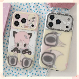 Ốp Cho iPhone 17PM 16 Pro Max 15 IMD Craft Cô Gái Tóc Vàng Đáng Yêu Hoạt Hình Họa Tiết Mờ Chống Sốc TPU Mềm Chống Trầy Xước Chống Bụi Bẩn Vỏ Điện Thoại