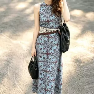 Thời trang Pháp Mùa hè Hợp thời trang Phong cách mới Đầm không tay Tính khí cao cấp Phong cách kỳ nghỉ giải trí
