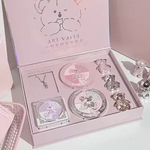 Bộ đầy đủ hộp trang điểm dành cho gia đình gấu nhỏ Bộ vòng cổ quà tặng bạn gái Mỹ phẩm