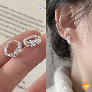 1 Đôi Bông Tai Vòng Tròn Hoa Hồng Nhỏ AAA Zircon Dành Cho Nữ Quyến Rũ Đính Hôn Trang Sức Cưới Mới