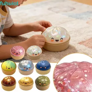 FUHUIOT Bánh bao Squishes, Quả bóng cảm giác cầu vồng khổng lồ, Mô phỏng hình bánh bao lấp lánh Đồ chơi Squishy mềm dễ thương Quà tặng trẻ em