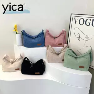 Túi Tote vải nhung YICA, Túi đeo vai nhiều túi dung tích lớn, Túi đeo chéo có thể điều chỉnh màu trơn Sử dụng du lịch