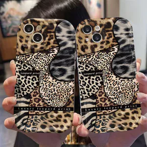 Ốp Lưng Cho Redmi Note 14 13 12 11 10 8 13T 14T 15T Pro A5 A3 A2 A1 14C 13C 12C 11A 10C 9A 9C Poco C75 C65 C61 C55 C31 Kem Sóng Cong Cạnh Họa Tiết Da Báo In NYK224