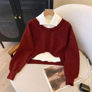 Áo len hai mảnh VN, phong cách thu đông, phong cách trẻ trung Preppy, cổ áo Polo, chất liệu dệt kim, thiết kế độc đáo, thích hợp cho năm 2025, tỷ lệ mua lại là 63%.