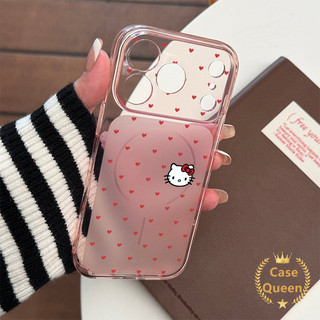 Ốp Lưng Tương Thích Cho iPhone 16 17 15 13 11 12 14 Pro Max 17 Air 14 Plus Full Màn Hình Red Love Kitty Cat Corning Case