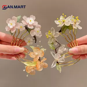 AN.MART Lược Tóc Cổ Điển Phong Cách Trung Hoa Tóc Sti U Hình Hoa Sườn Xám Kẹp Tóc Cho Hanfu Phụ Kiện VN