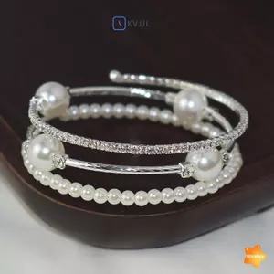 Vòng Tay Ngọc Trai Pha Lê Nữ Kim Cương Giả Nhiều Lớp Có Thể Điều Chỉnh Lắc Tay Vòng Tay Mạ Bạc Vàng Vòng Tay Quyến Rũ Quà Tặng Trang Sức Mới