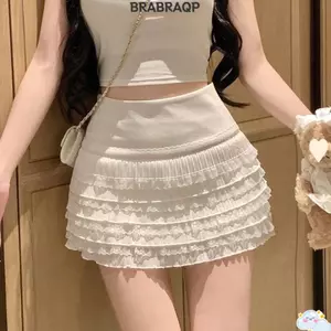 Váy xếp li ren BRABRAA, Váy chữ A lưng cao ngọt ngào, Giảm béo thời trang với quần an toàn Váy bánh mùa hè