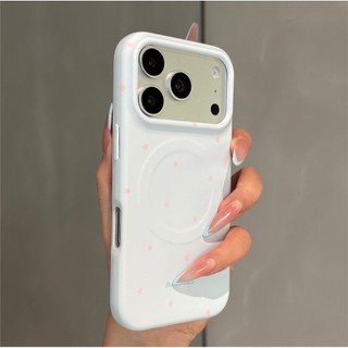 Sang Trọng Đế Trắng Toàn Màn Hình Ngôi Sao Nhỏ Giá Đỡ Từ Tính Vỏ Điện Thoại Di Động Thích Hợp Cho iPhone17 Pro Max 16 15 14 Pro Max Chống Sốc Bảo Vệ Camera Ốp Lưng Cứng Chống Rơi