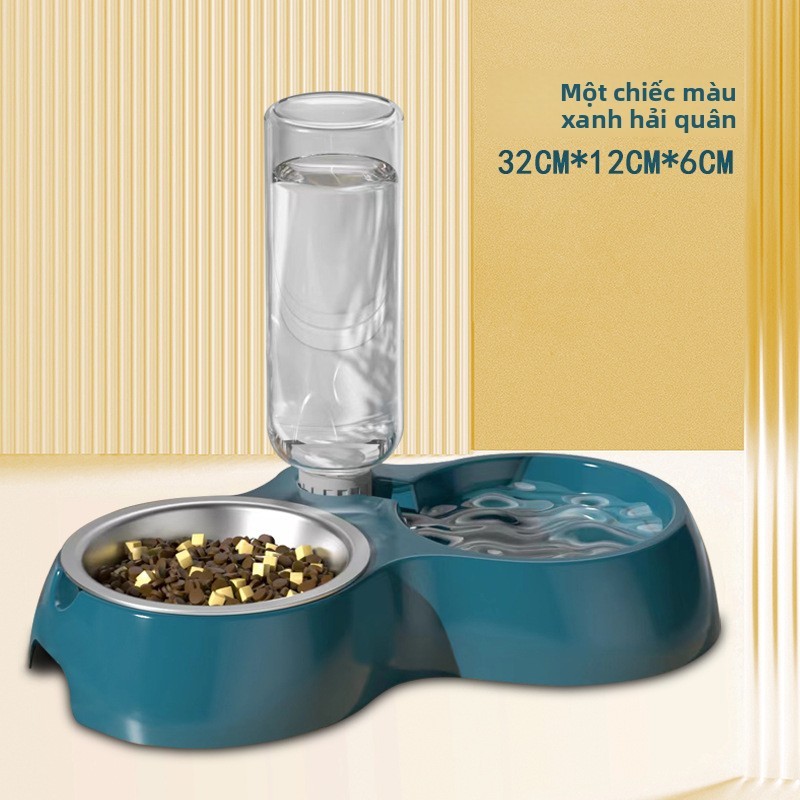 Bát ăn chống tràn kép cho chó mèo- Bát tích hợp thức ăn bằng nước