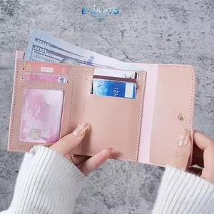 E-WOITD Ba Gấp Kẹp Ngắn Ví Nữ Ví Ngắn Nhiều Thẻ Túi Mini Thời Trang Ví Nữ Thẻ Tín Dụng Nữ Ví Đựng Tiền Xu E-WOITD