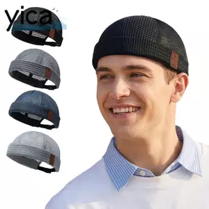 YICA Docker Beanies Mũ, Mũ da dưa siêu nhẹ thoáng khí, Mũ lưới thời trang không vành có thể điều chỉnh Hip Hop Mũ mùa hè