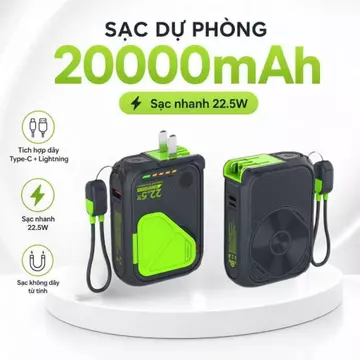 Sạc Dự Phòng Củ Sạc Nhanh 10.000 mAh 20.000 mAh Củ Sạc có chứng nhận CCC Hỗ Trợ Sạc Không Dây
