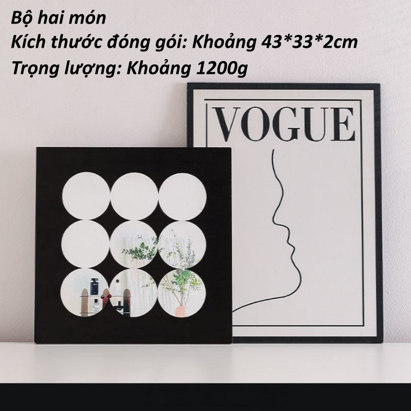Bộ 2 Tranh Decor Vogue Đen Trắng–Để Bàn/Treo Tường,Gỗ Ép Chắc Chắn,Trang Trí Phòng Khách Phòng Ngủ
