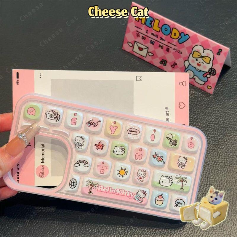 Ốp điện thoại bàn phím 3D Summer Kitty cho iPhone 11 14 13 15 12 16 17 Pro Max Giảm Căng Thẳng