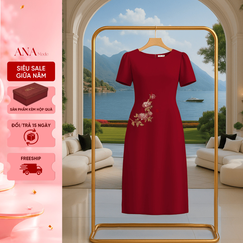 Set Quà Tặng Mẹ Ý Nghĩa Thương Hiệu ANA Mode (Đầm VBC09 kèm hộp quà)