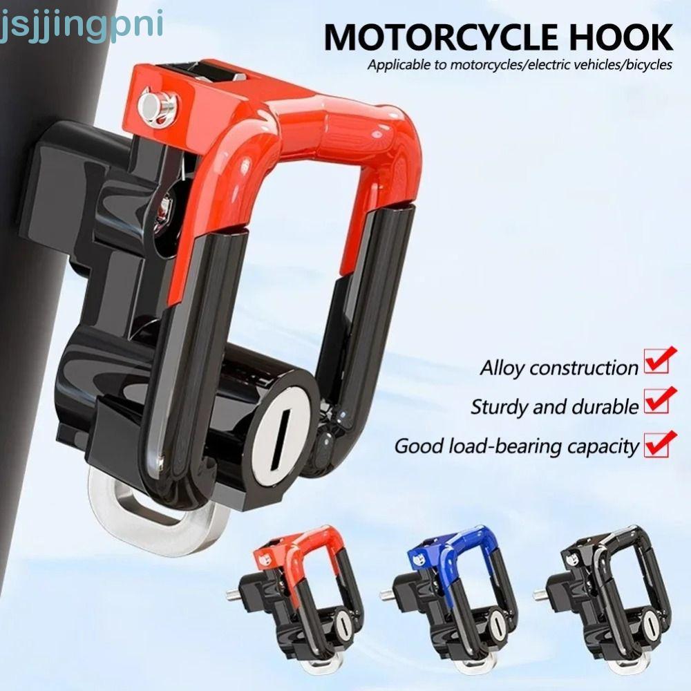 Móc mũ bảo hiểm xe máy JSJJING, Giá đỡ mũ bảo hiểm móc đôi bằng hợp kim nhôm, Công cụ lắp đặt mới Khóa chống trộm Hai chìa khóa Mũ bảo hiểm xe máy Túi cầm tay