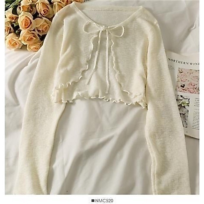 French Style Scheming Shawl Summer Sun Protection Cardigan Outer Shirt Women's Short Style Wit