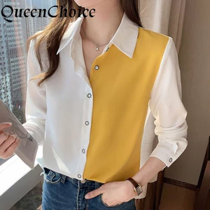 Áo sơ mi nữ cổ chắp vá màu áo sơ mi nữ OL mặc công sở Áo sơ mi công sở nữ