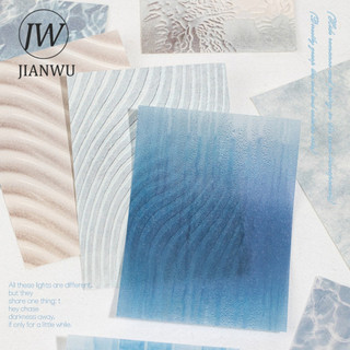 JIANWU Vintage Smudge Họa Tiết Phong Cảnh Cắt Dán Thêu Sò Chất Liệu Giấy Sáng Tạo DIY Rác Tạp Chí Văn Phòng Phẩm