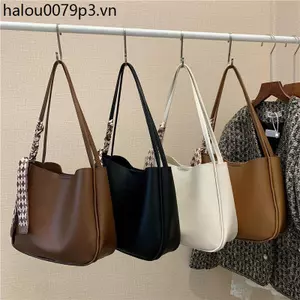 Thiết Kế Đơn Giản Tất Cả Trận Đấu Màu Trơn Cô Gái Xô Túi Dung Tích Lớn Chống Thấm Nước Bền Túi Tote Đi Lại Túi Đeo Vai Di Động